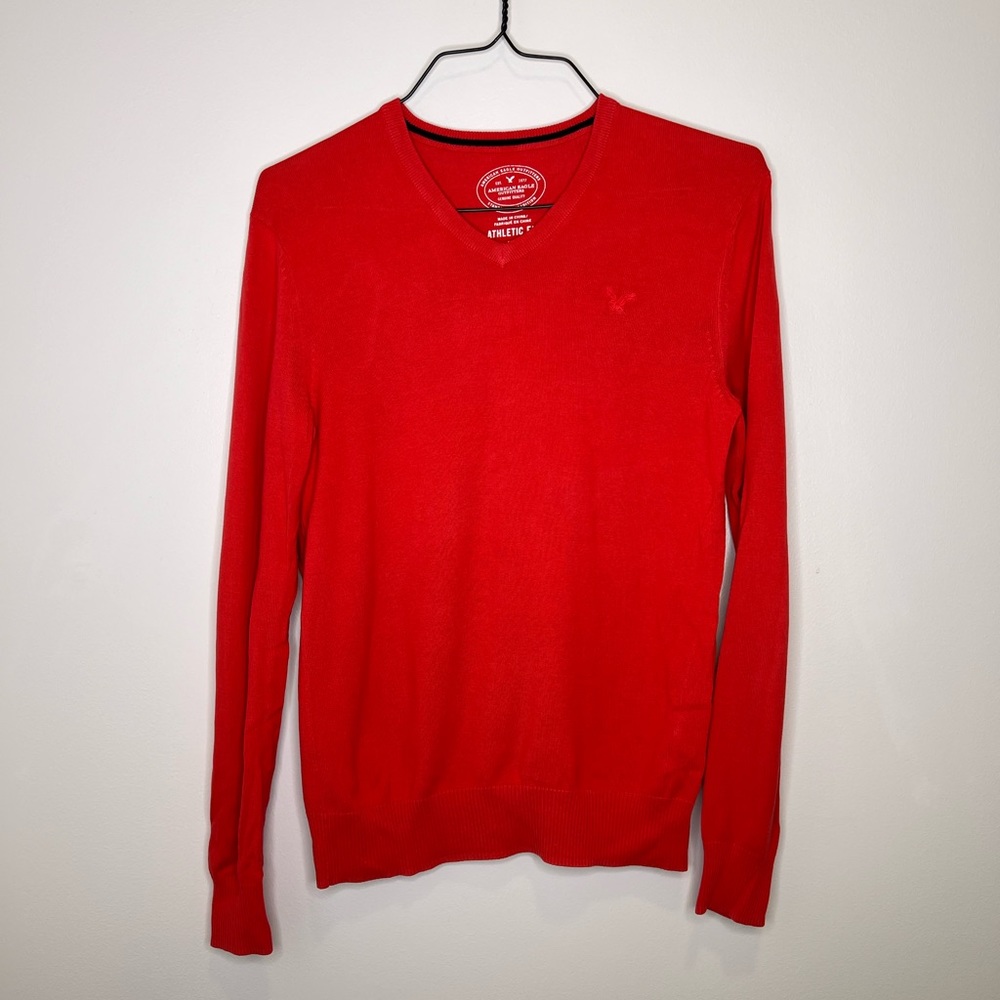 AE Orange V-Neck Sweater - Small